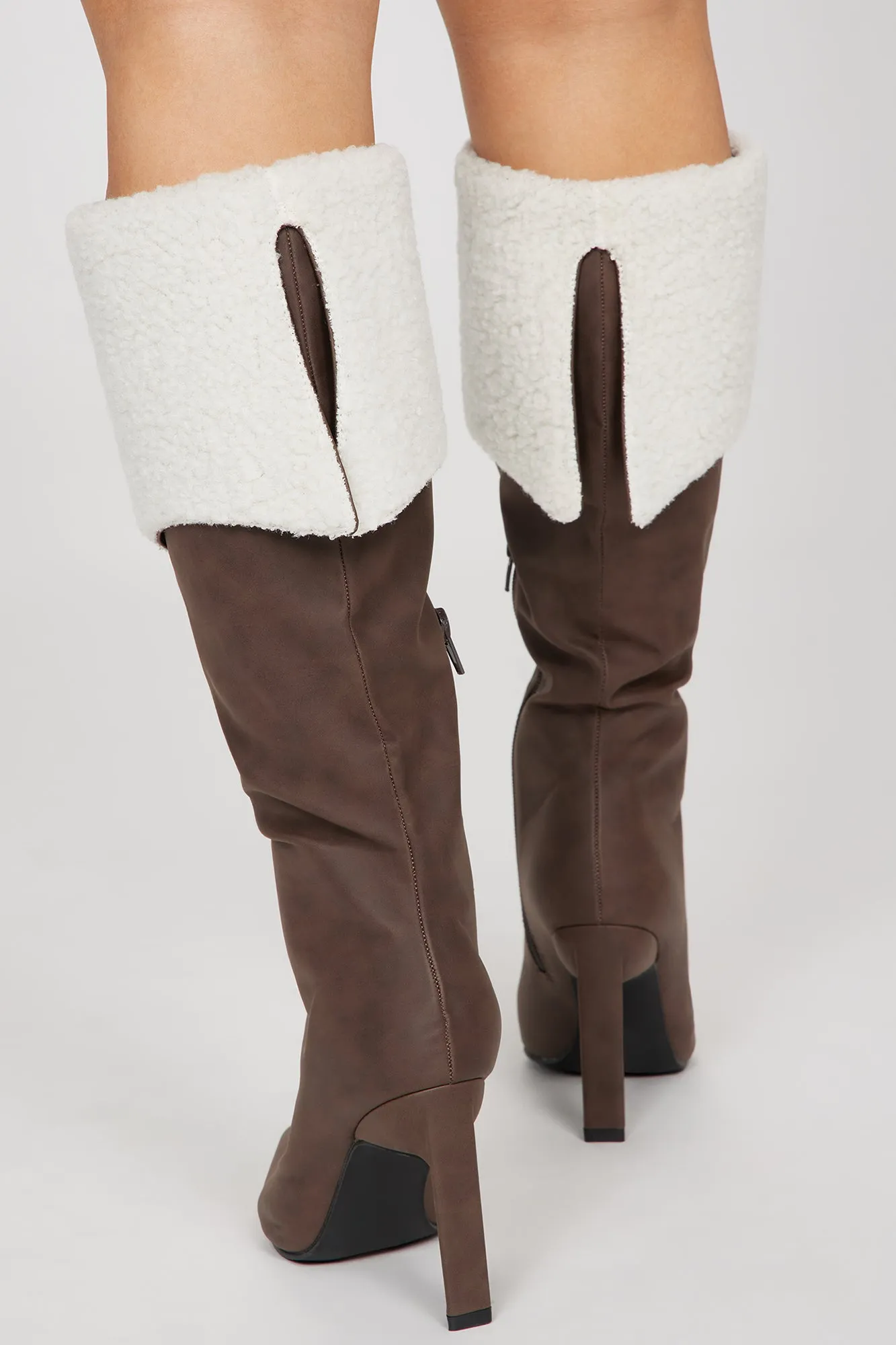 A Fine Time Knee High Heeled Boots - Brown