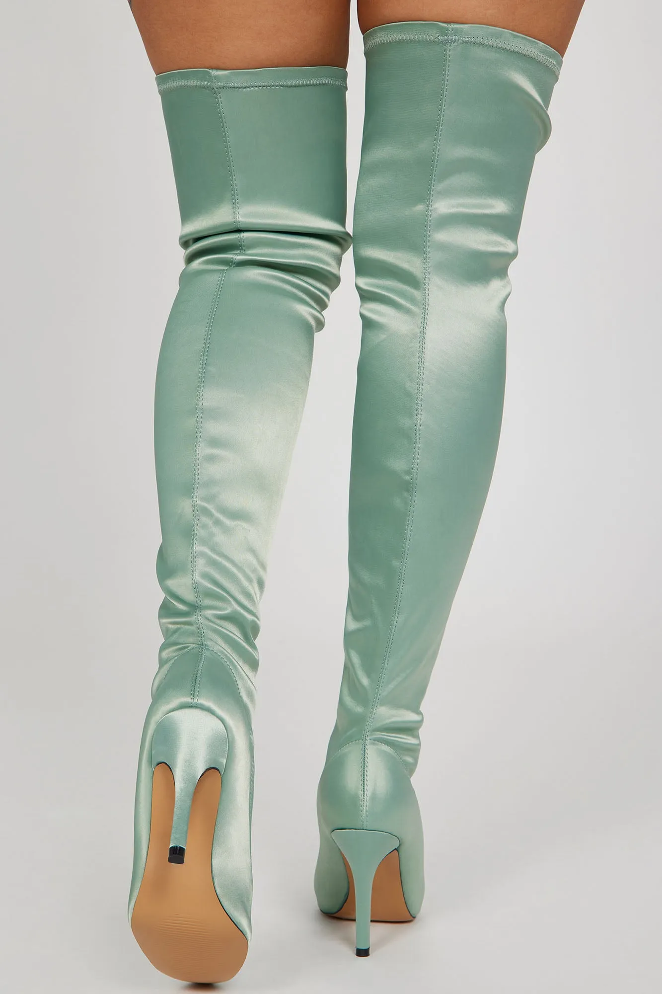 Always Your Babe Over The Knee Heeled Boots - Green