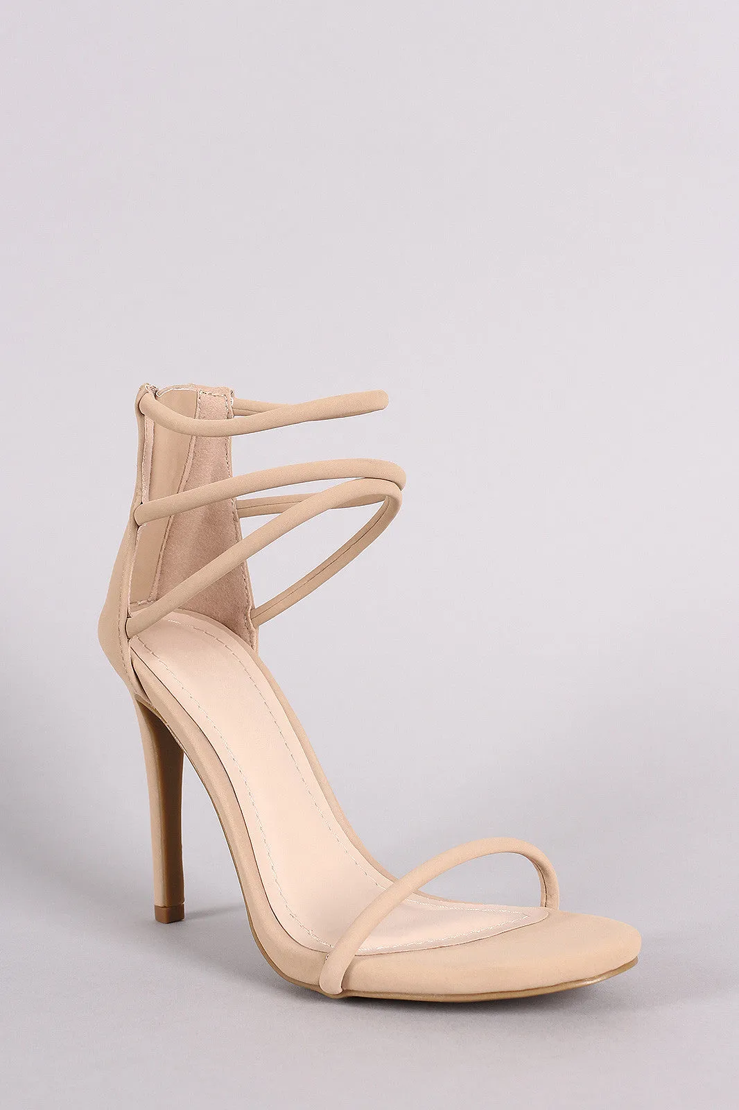 Anne Michelle Nubuck Triple Ankle Strap Single Sole Heel