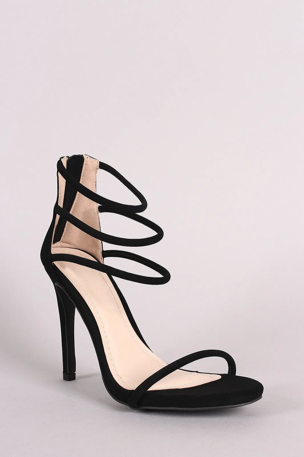 Anne Michelle Nubuck Triple Ankle Strap Single Sole Heel