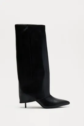 Arielle Overlay Knee High Boots - Black