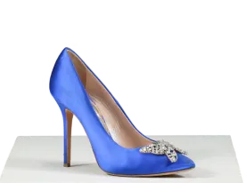 Aruna Seth Blue Satin Embellished Stilettos UK 7 EU 40 👠