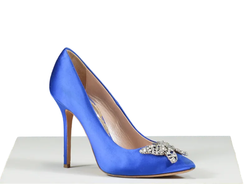 Aruna Seth Blue Satin Embellished Stilettos UK 7 EU 40 👠