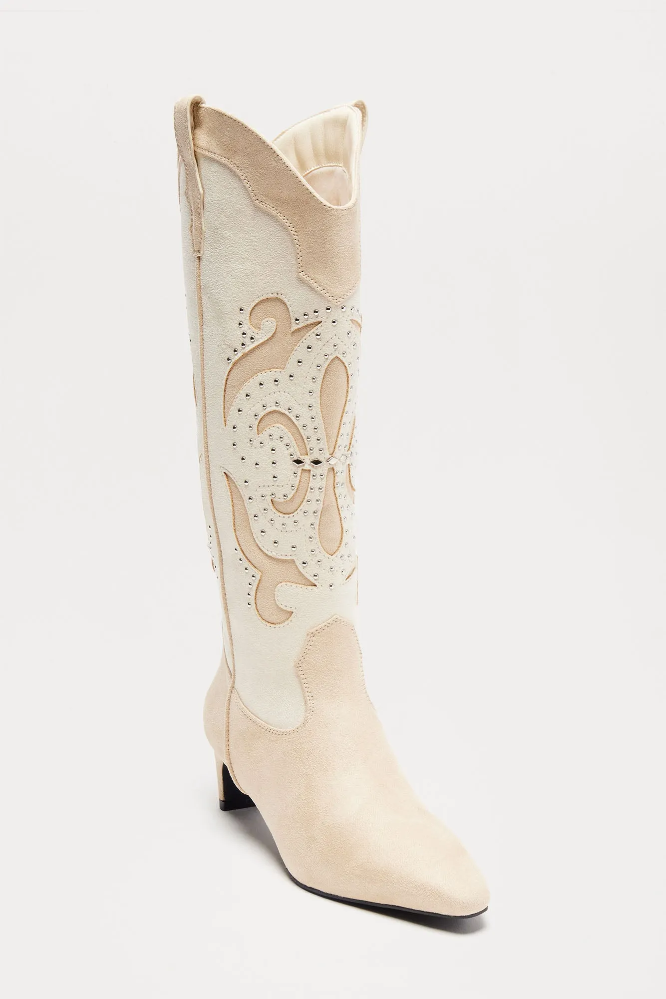 Atlanta Studded Cowboy Boots - Beige