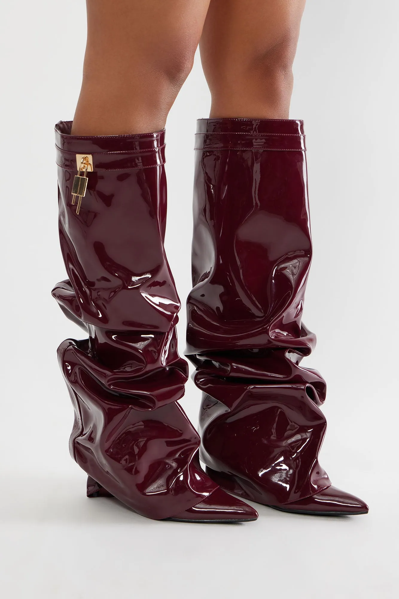 Atlas Patent Overlay Boots - Burgundy