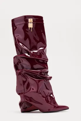 Atlas Patent Overlay Boots - Burgundy