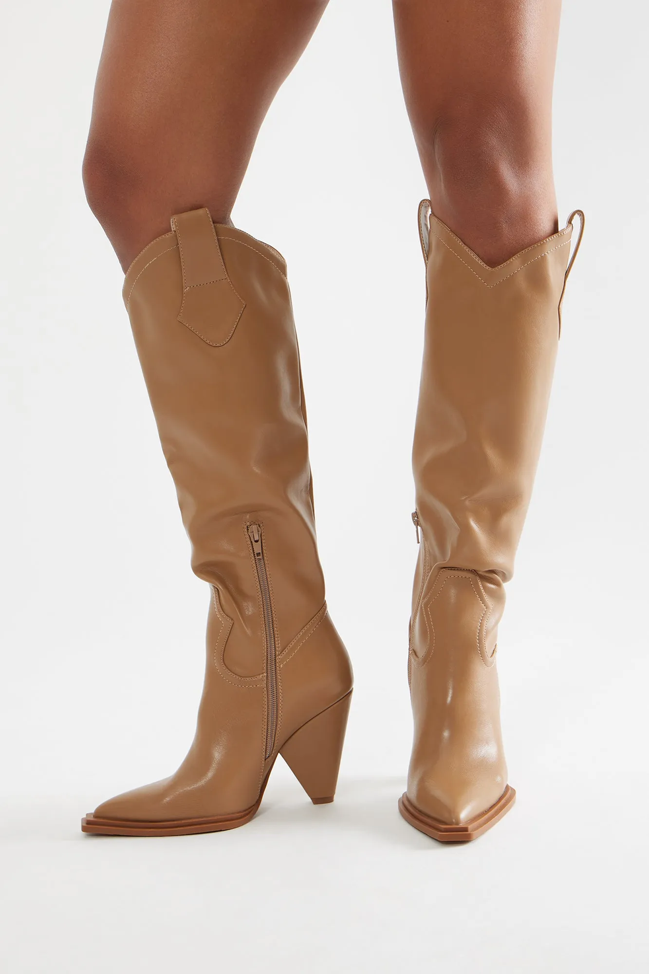 Augustine Cowboy Boots - Nude