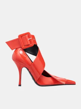 Belted Ankle Pumps (SH11-RED-FAKE-PATENT)