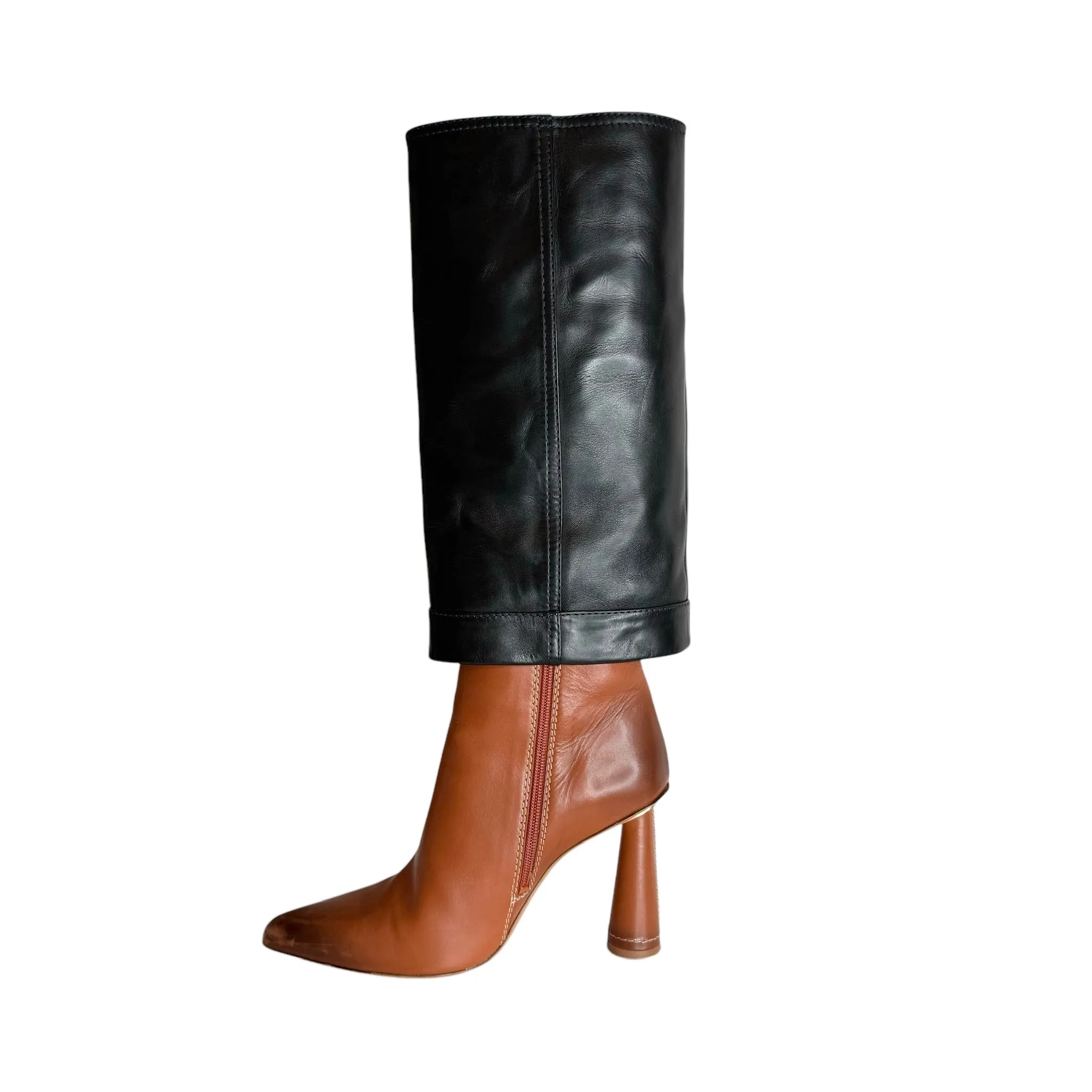 Black & Brown Heeled Boots - 10