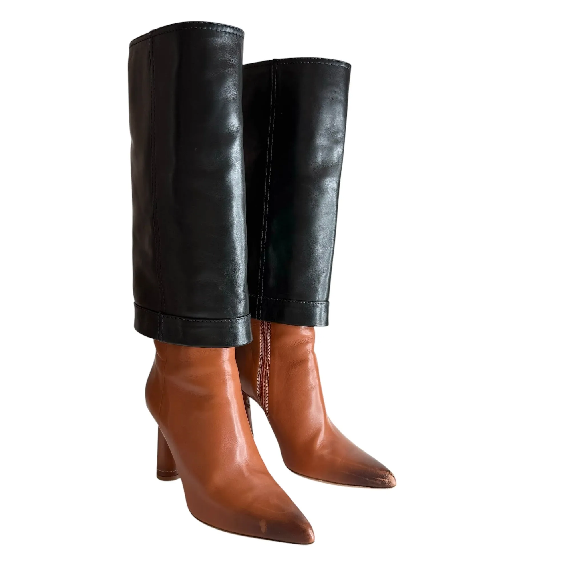 Black & Brown Heeled Boots - 10