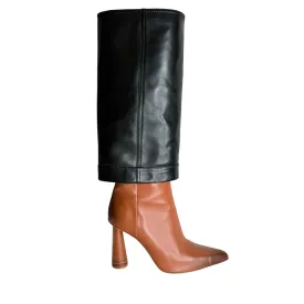 Black & Brown Heeled Boots - 10