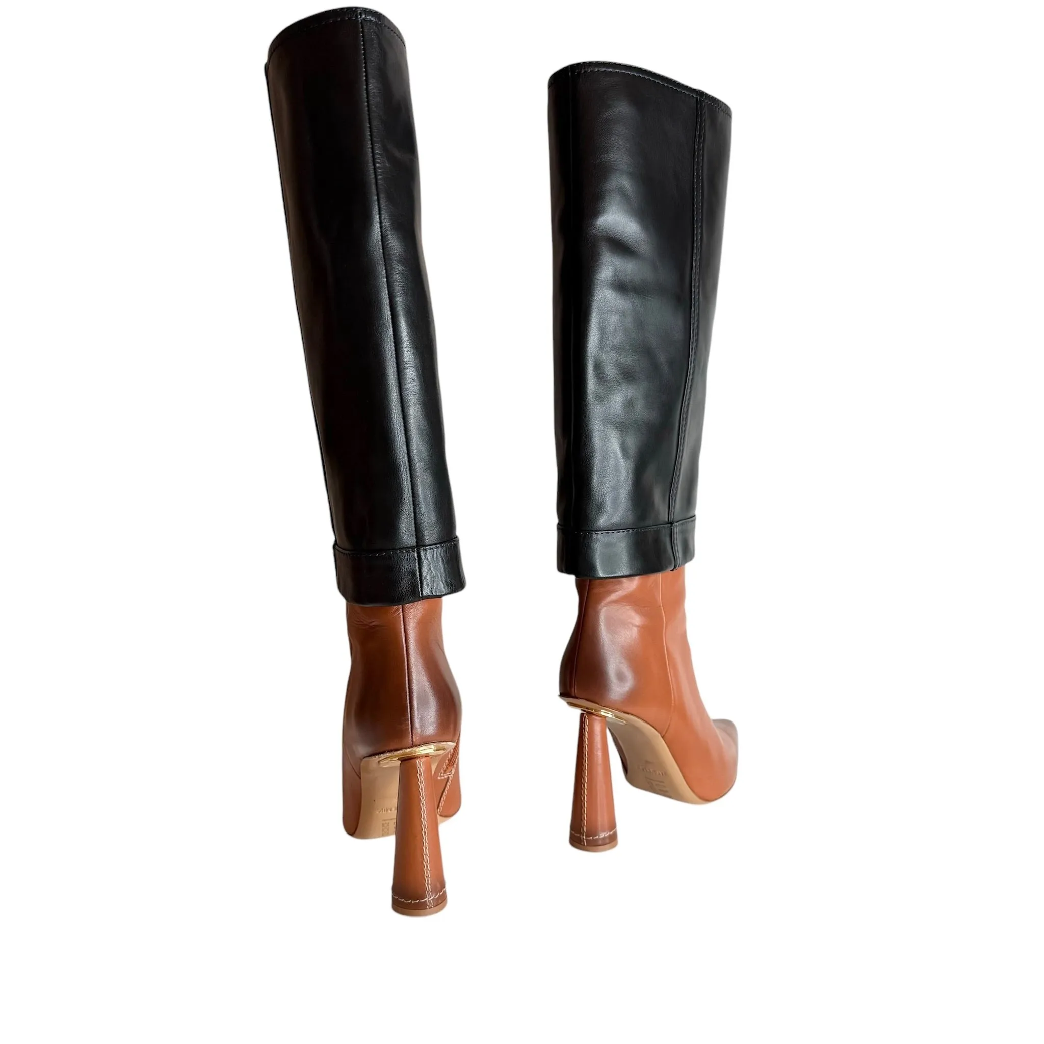 Black & Brown Heeled Boots - 10