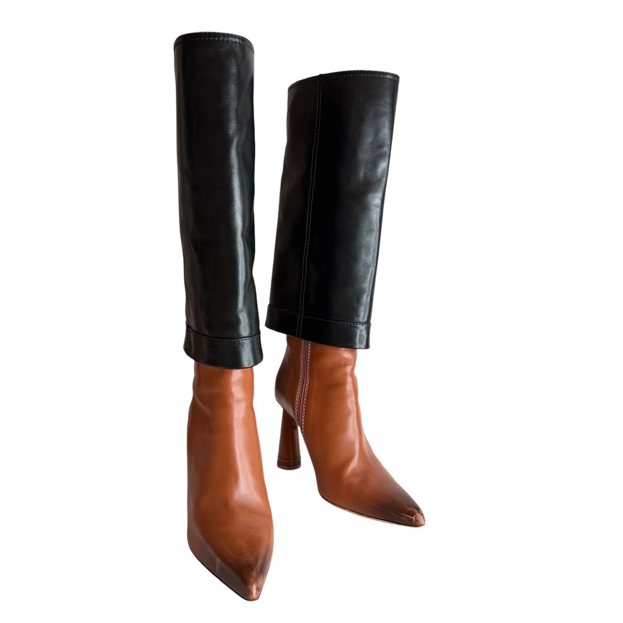 Black & Brown Heeled Boots - 10