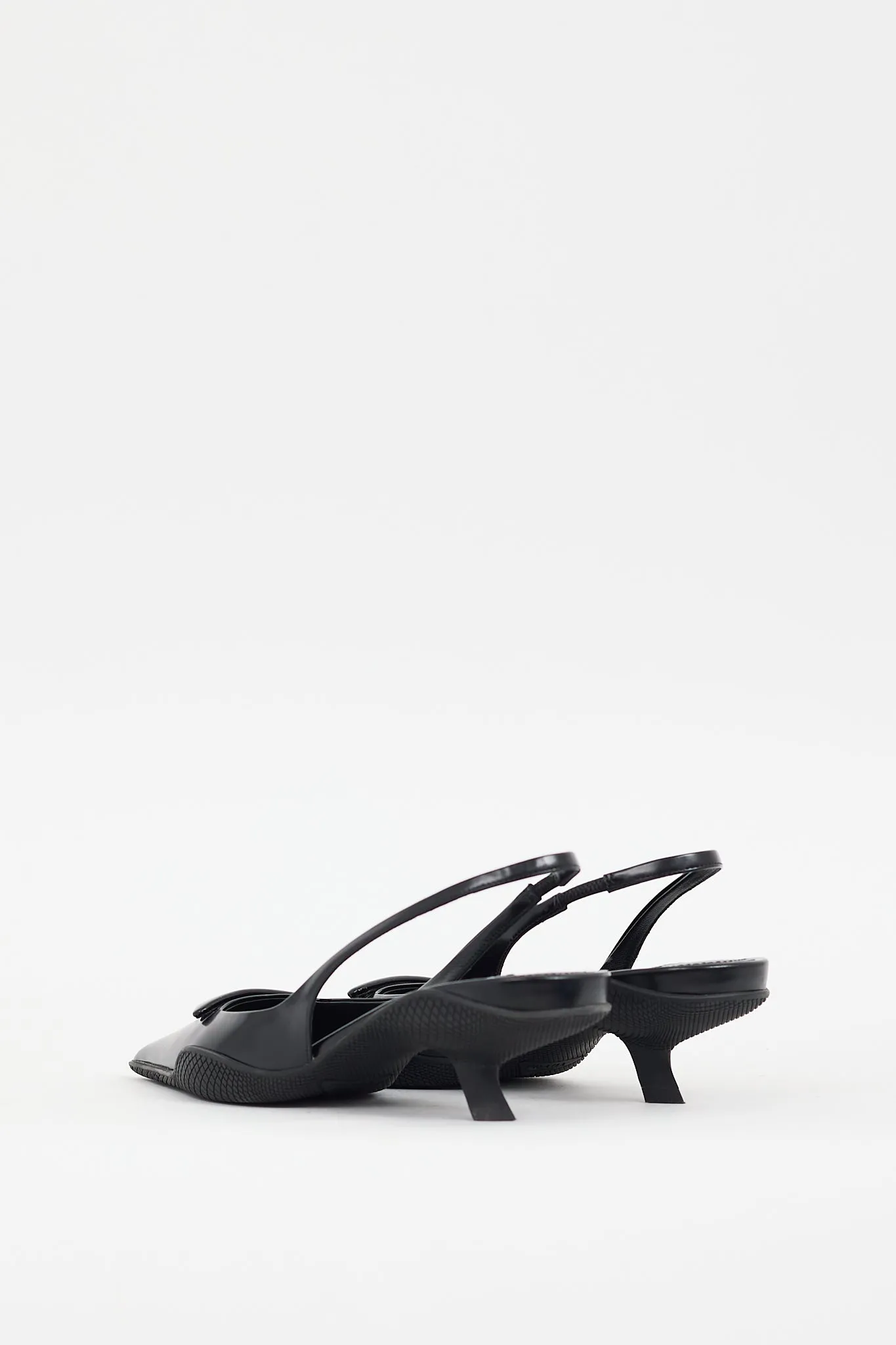 Black Patent Triangle Logo Slingback Heel