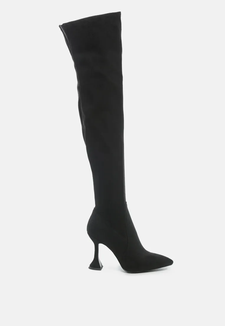 Brandy Faux Suede Over The Knee High Heeled Boots