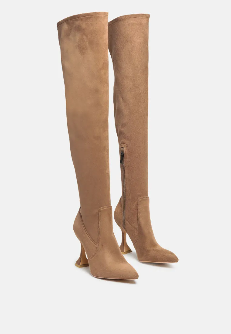 Brandy Faux Suede Over The Knee High Heeled Boots