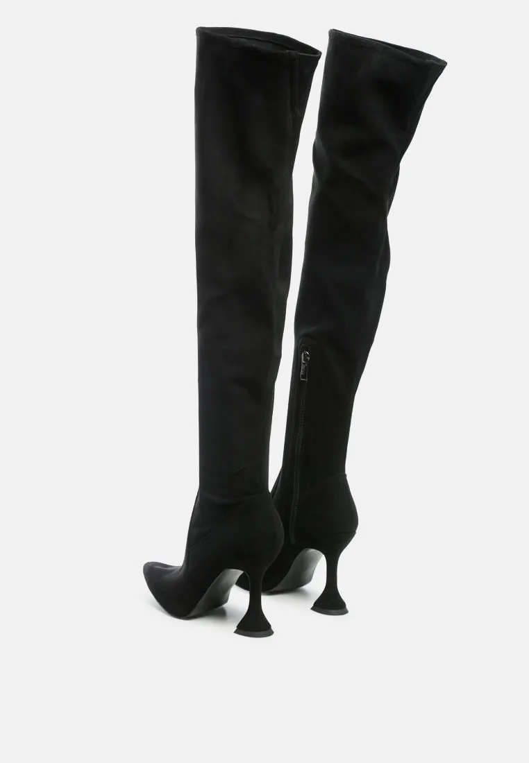 Brandy Faux Suede Over The Knee High Heeled Boots