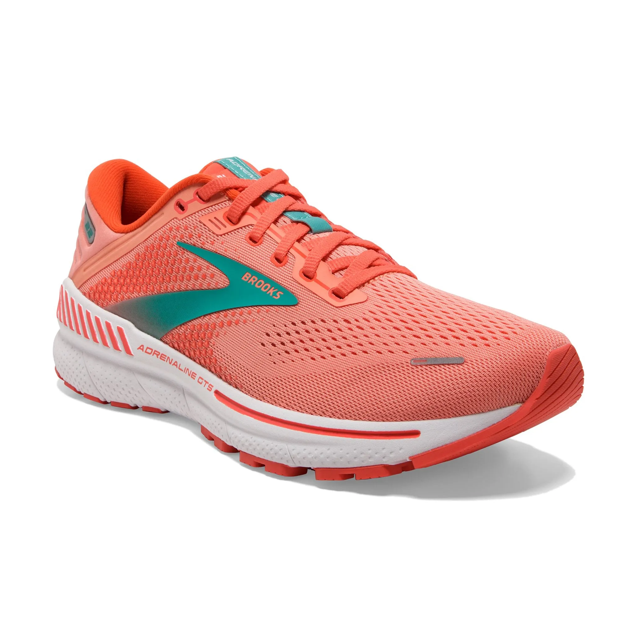 Brooks Women's 120353 680 Adrenaline GTS 22 Coral Latigo Bay White Cushion Support Running Shoes