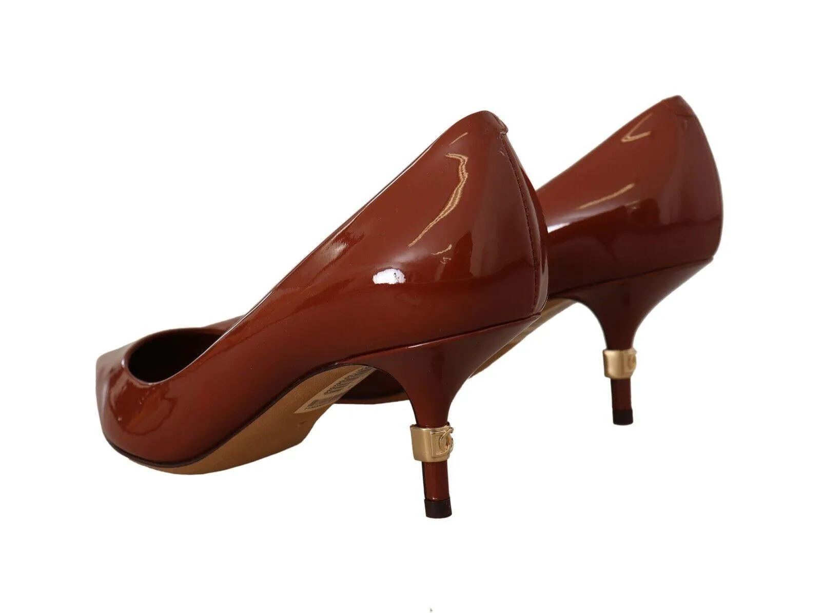 Dolce & Gabbana Brown Kitten Heels Pumps Patent Leather Shoes