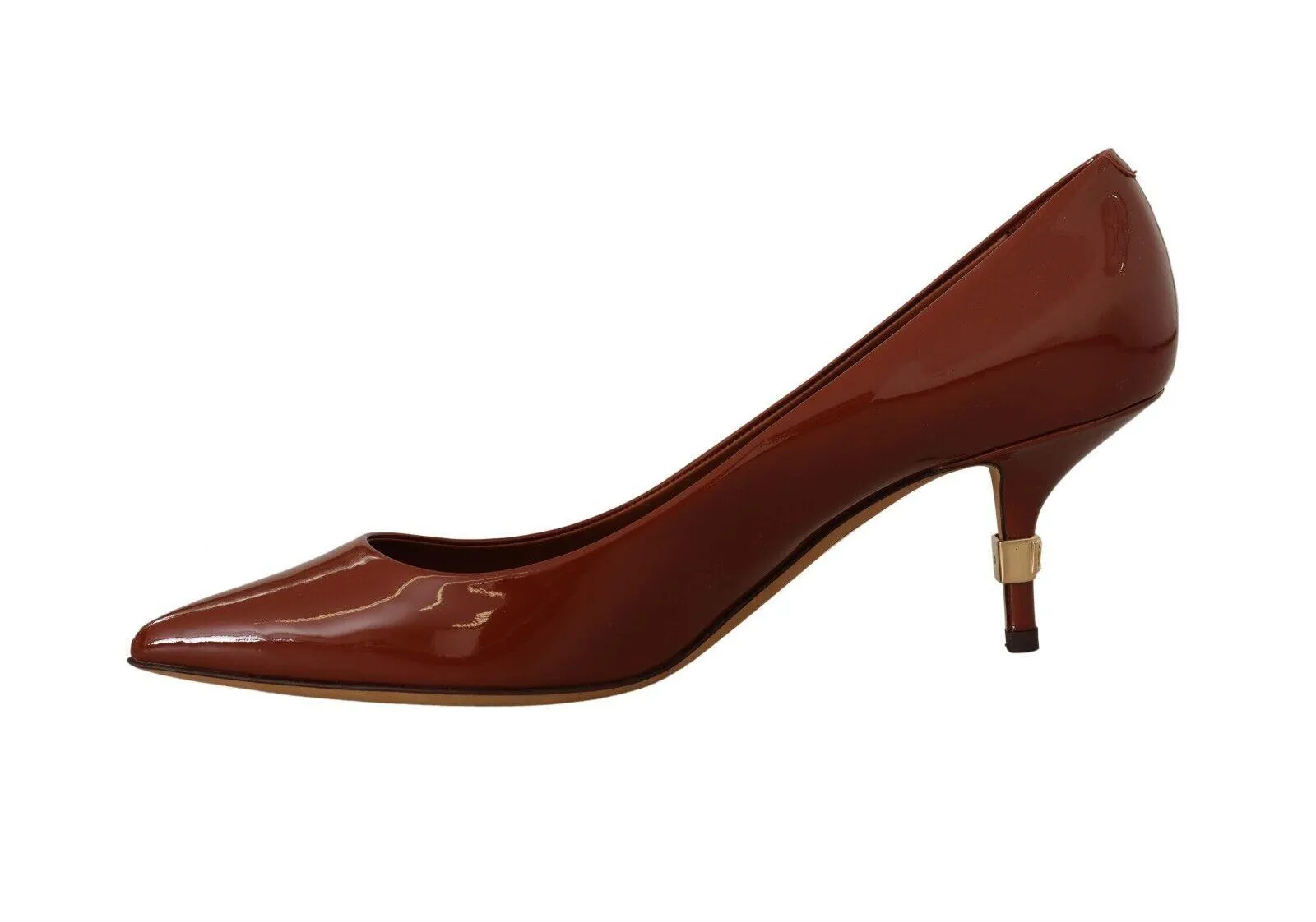 Dolce & Gabbana Brown Kitten Heels Pumps Patent Leather Shoes