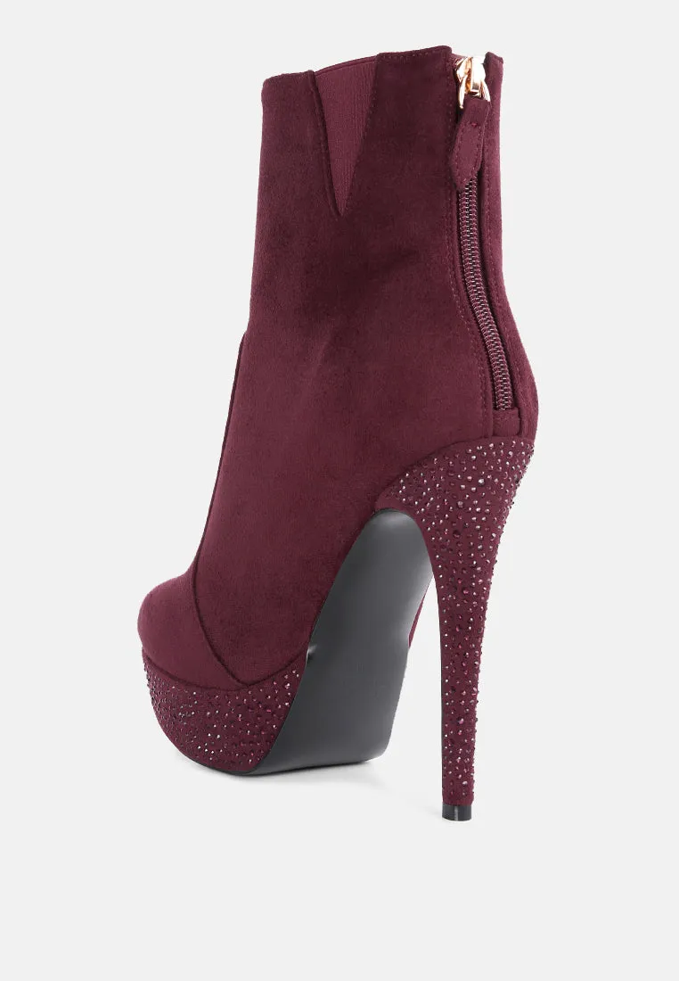 Espiree Microfiber High Heeled Ankle Boots