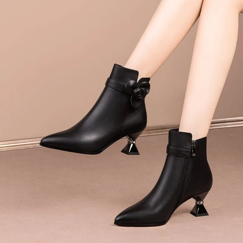 Exquisite Pointed Toe High Heeled Boots