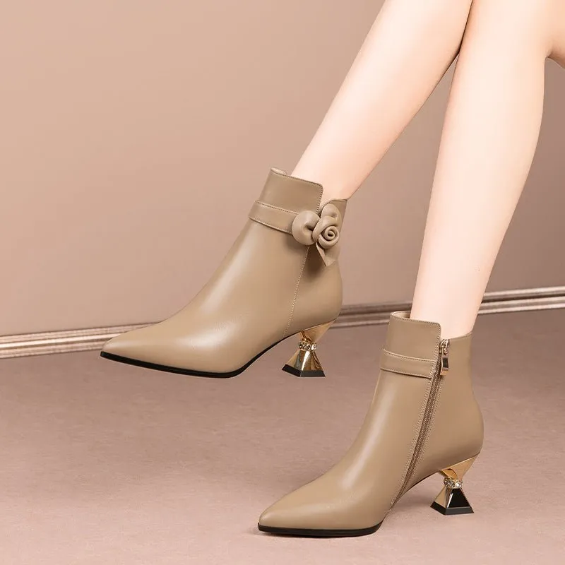 Exquisite Pointed Toe High Heeled Boots