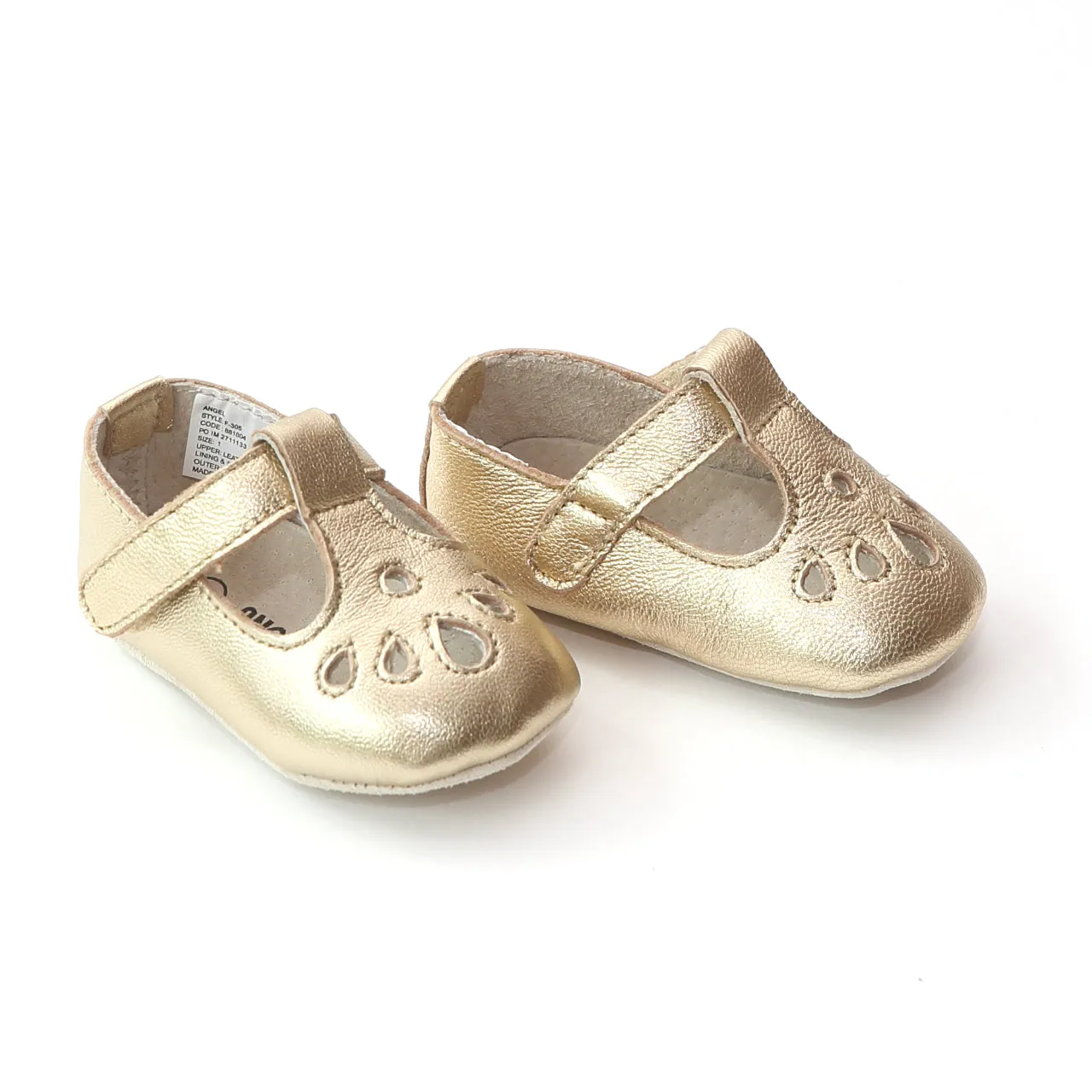 FINAL SALE - Angel Baby Girls Teardrop T-Strap Crib Mary Jane