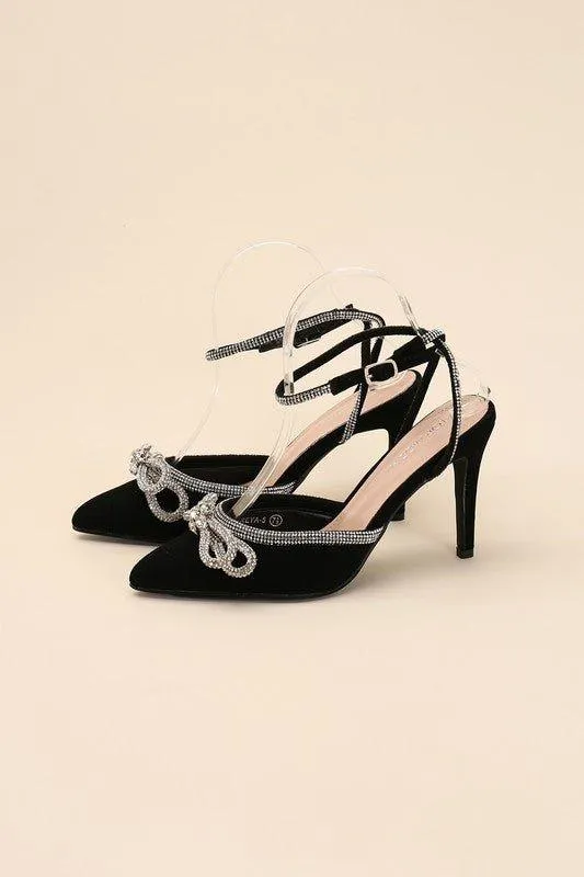 FREYA- Rhinestone Bow Heels