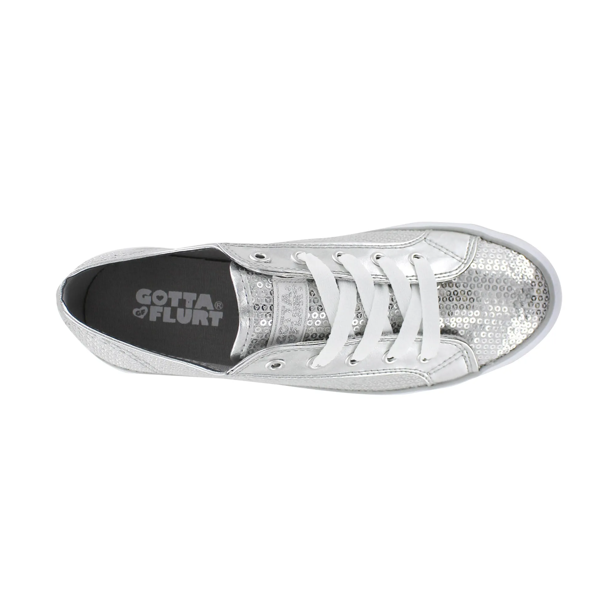 Gotta Flurt Women's Disco II Silver Sequin Low Top Dance Sneaker