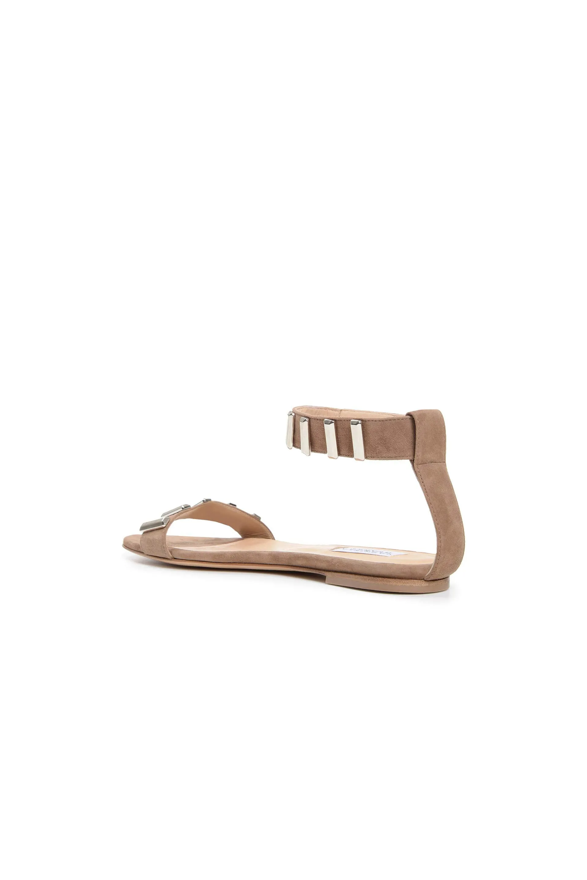 Lana Hardware Flat Sandal in Mink Suede