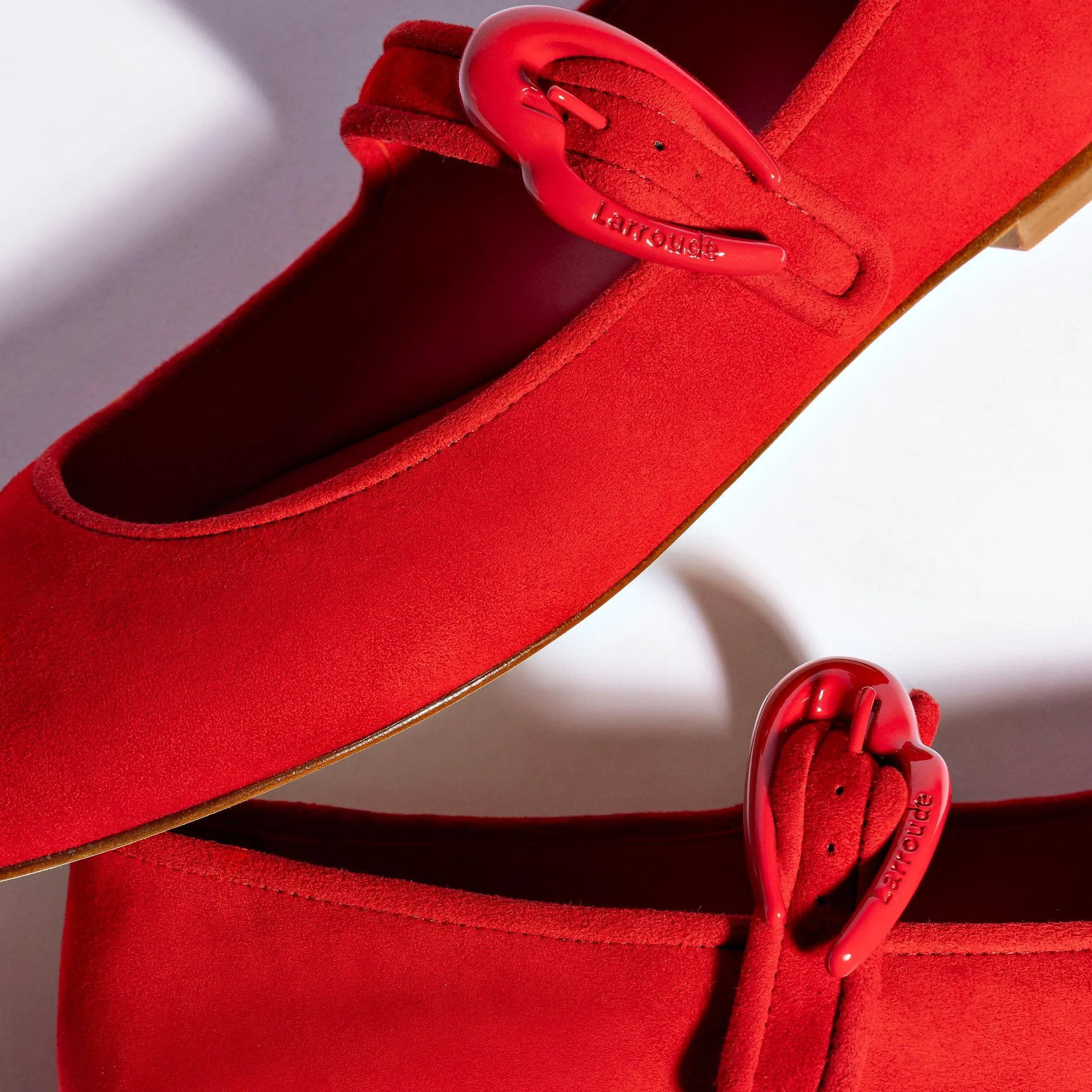 Larroude Verona Ballet Flat In Scarlet Suede