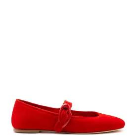 Larroude Verona Ballet Flat In Scarlet Suede