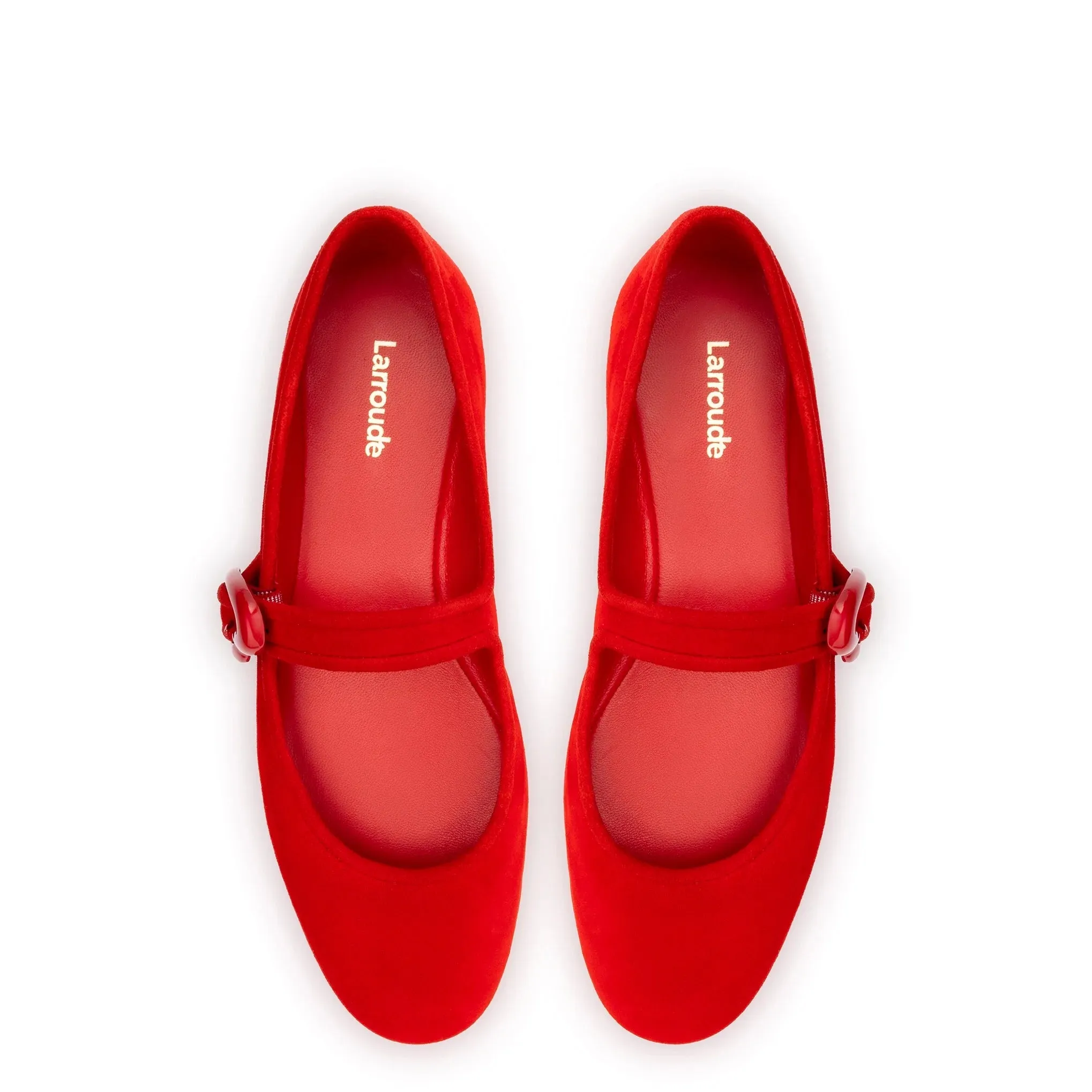 Larroude Verona Ballet Flat In Scarlet Suede