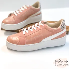 Last Chance Size 6, 6.5, & 7 | Can't Stay Away Crocodile Sneakers with Snakeskin Heel Patch in Blush Nude