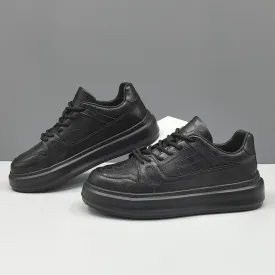 Men Minimalism Solid Embossed Leather Casual Shoes