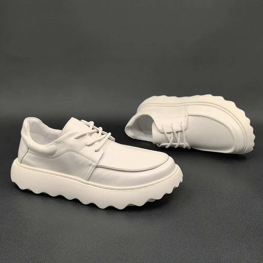 Men Minimalist Fashion Leather Lug Sole Casual Shoes