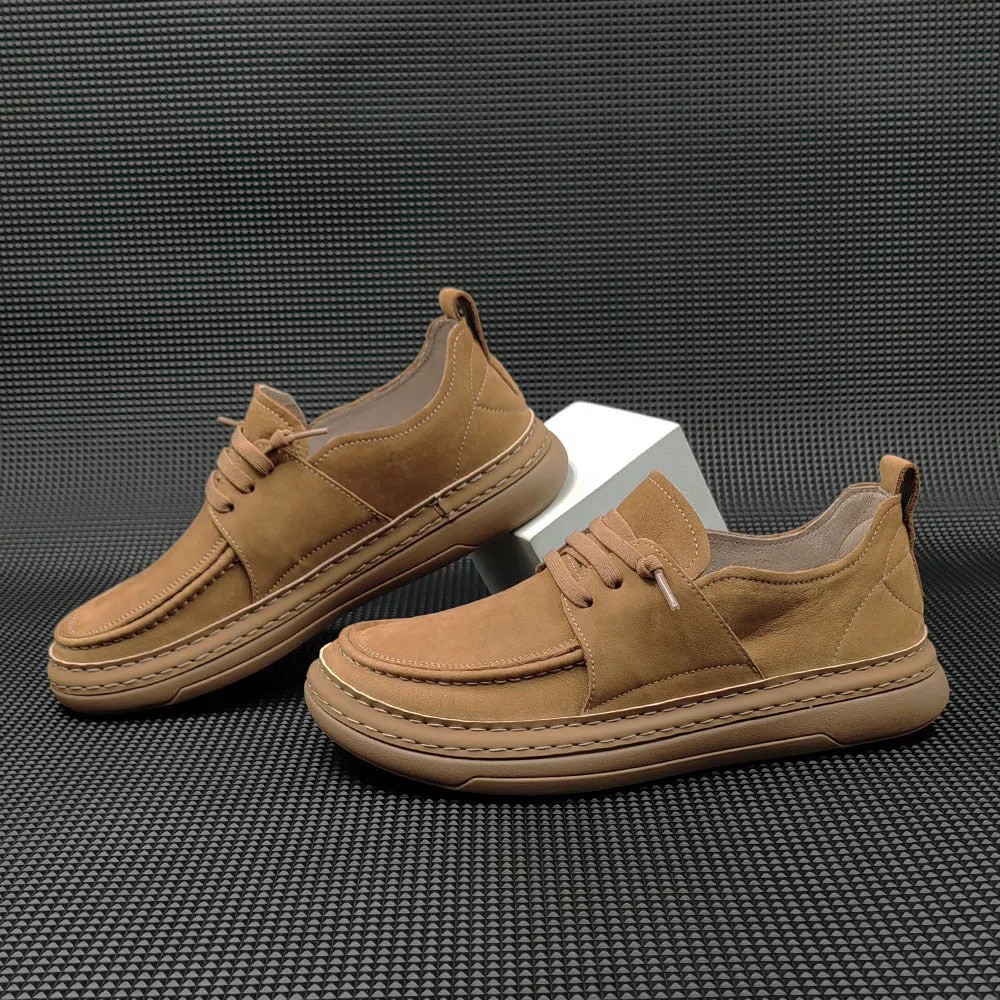 Men Minimalist Solid Leather Flat Casual Shoes