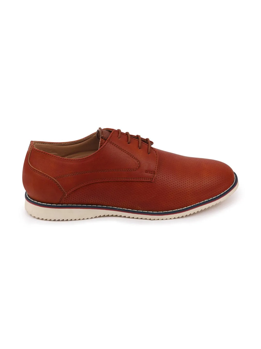 Men Tan Welted Casual Lace Up Shoes