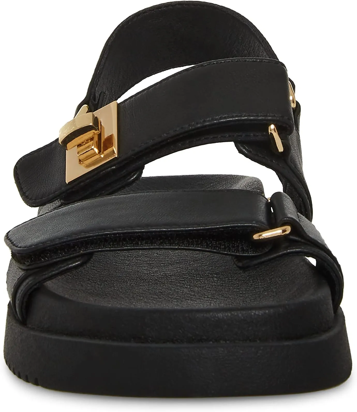 Mona Sandal Steve Madden Flat Sandals, Black Leather