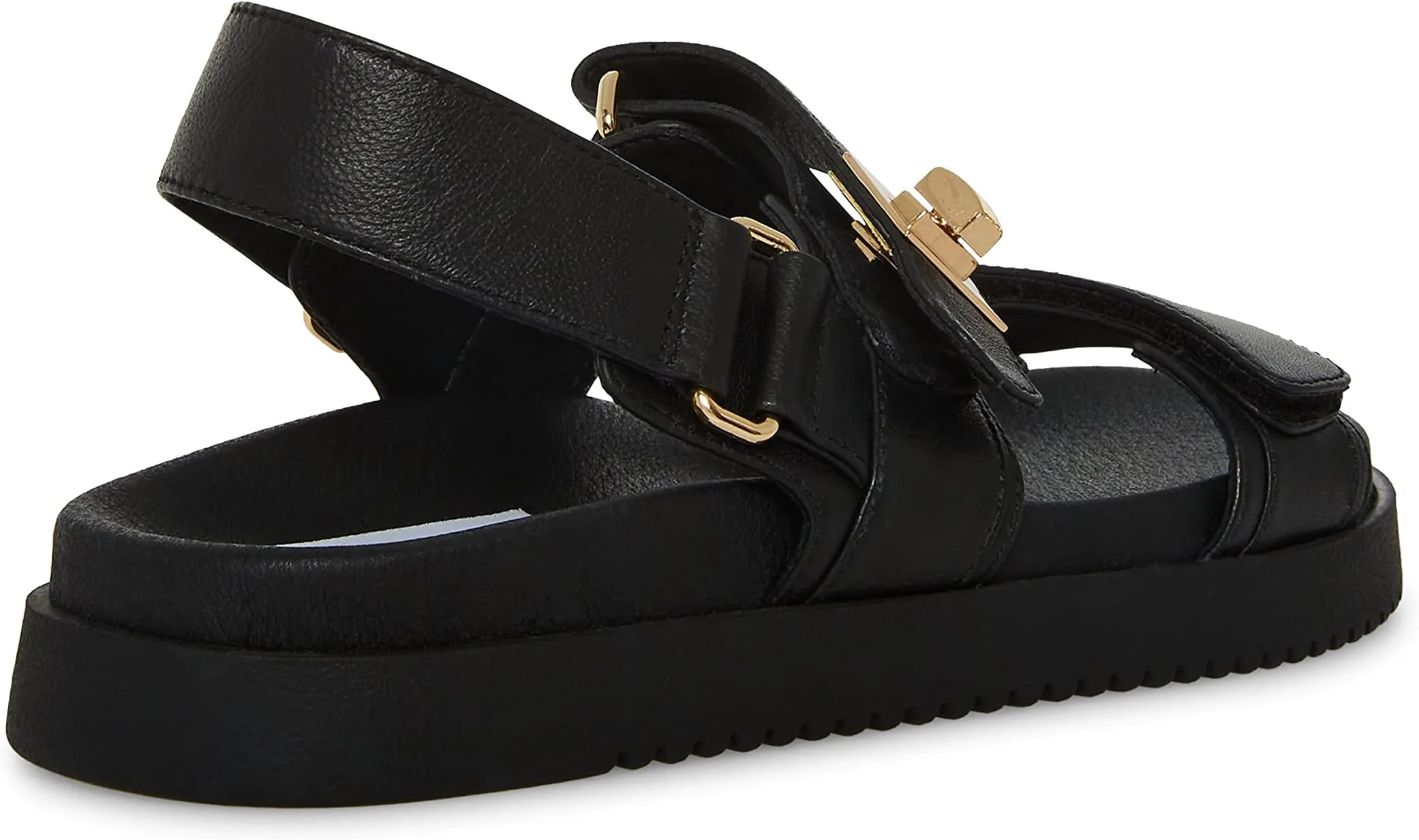 Mona Sandal Steve Madden Flat Sandals, Black Leather