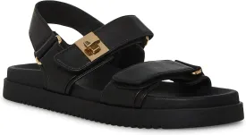 Mona Sandal Steve Madden Flat Sandals, Black Leather