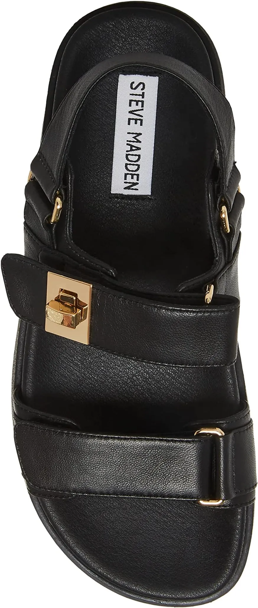 Mona Sandal Steve Madden Flat Sandals, Black Leather