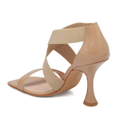 Nude Patent Leather Women's Evening Shoes - SCB-A67399