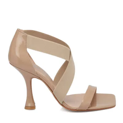 Nude Patent Leather Women's Evening Shoes - SCB-A67399