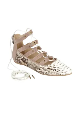 Nude Snake Pattern Flat Shoes