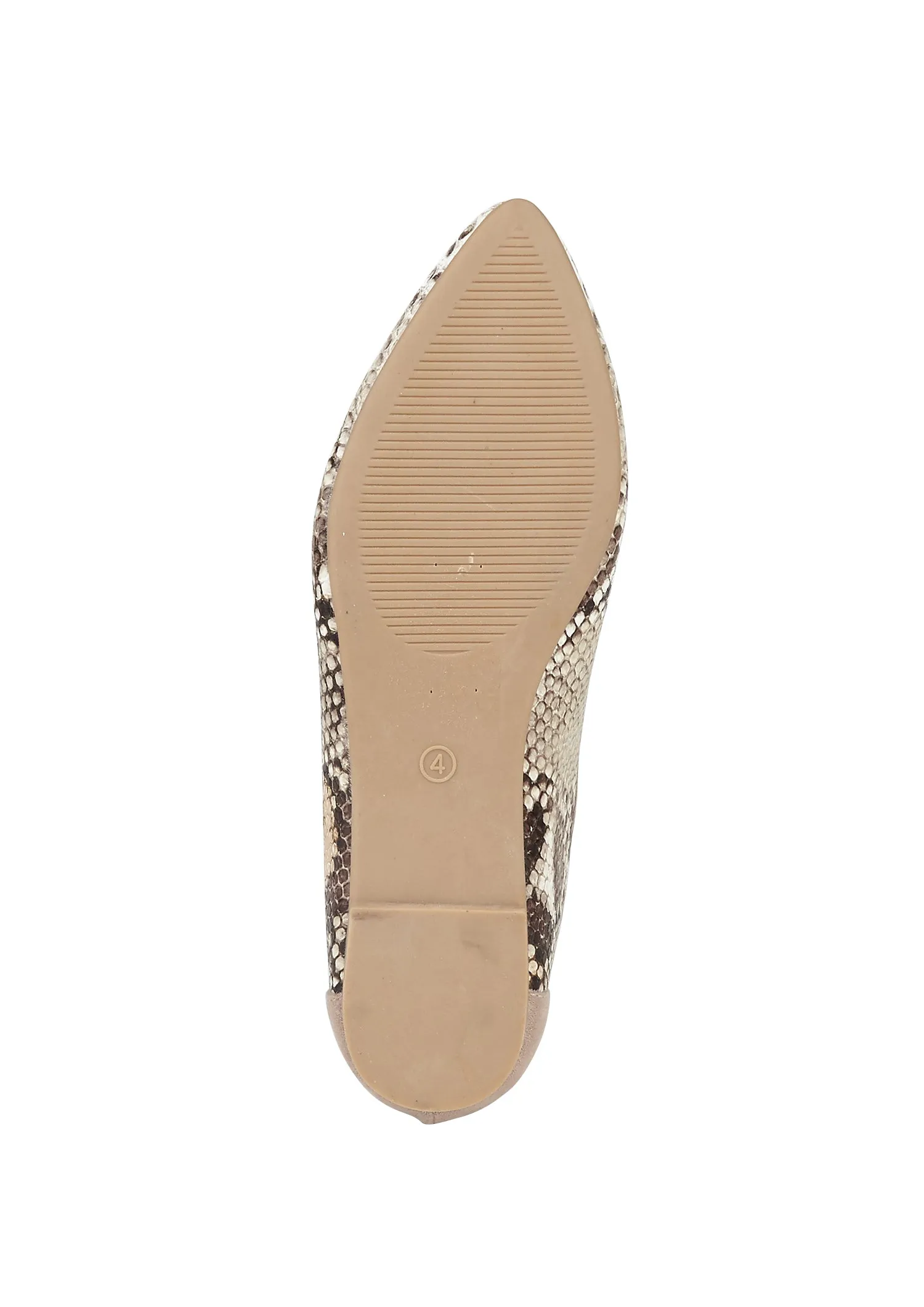 Nude Snake Pattern Flat Shoes