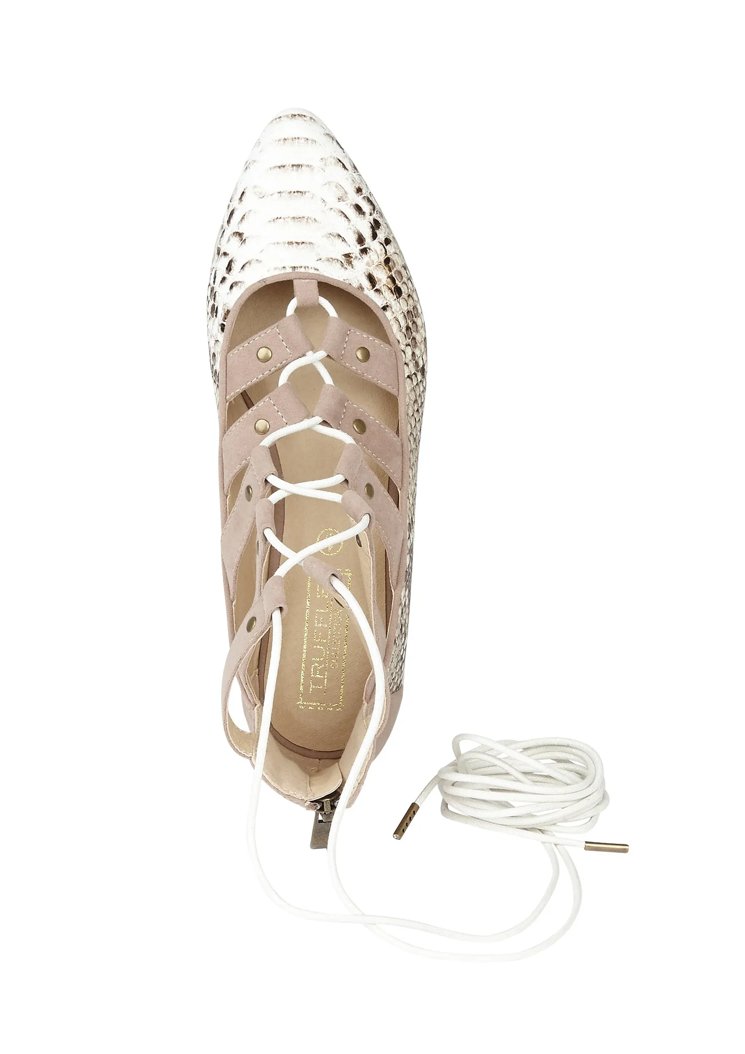 Nude Snake Pattern Flat Shoes