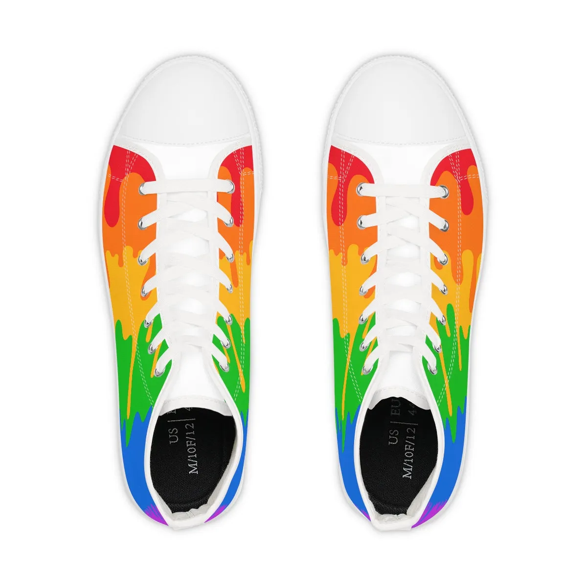 Rainbow Pride Drip Rainbow Flag LGBTQ High Top Sneakers Unisex Size