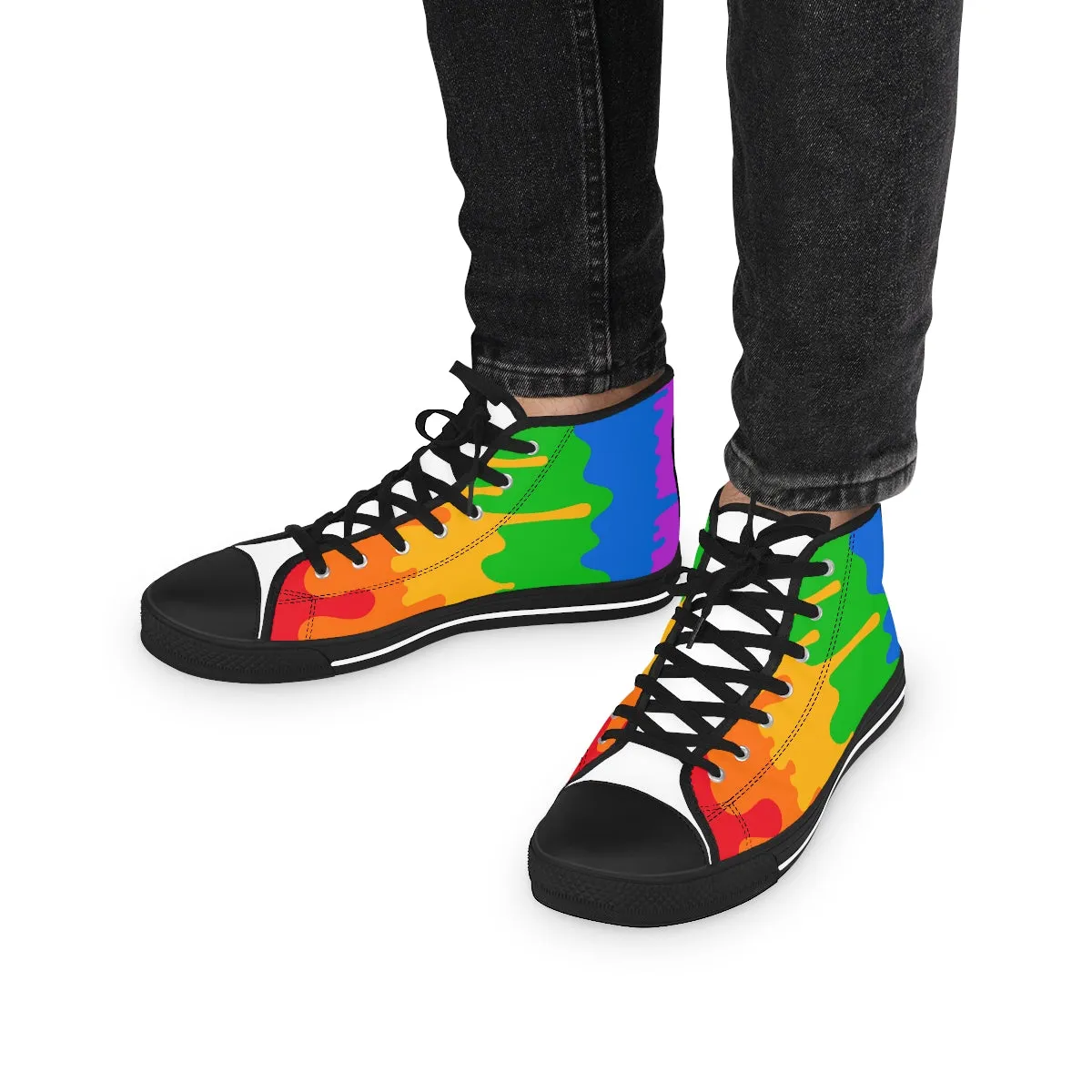 Rainbow Pride Drip Rainbow Flag LGBTQ High Top Sneakers Unisex Size